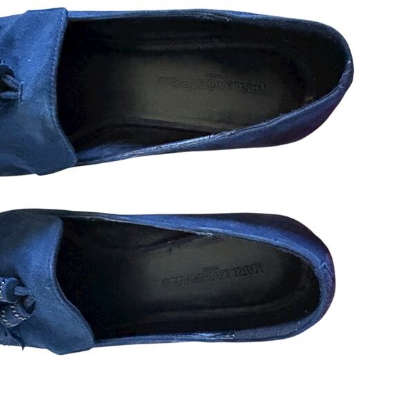 Karl Lagerfeld Paris Navy Blue Suede Tassel Loafers sz 9 - Picture 8 of 13